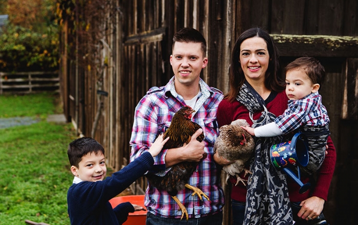 Chicken and Bee Rentals soon for Victoria Backyard Farmers, Bees Please Farms Victoria, Vancouver Island, British Columbia. Mike and Kate Fraser and their two sons.