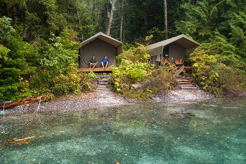 Luxury Safari-style tents: Orca Dreams offers kayaking, whale watching and luxury camping on Compton Island, Blackney Pass, British Columbia