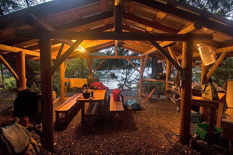 Campsite view: Orca Dreams offers kayaking, whale watching and luxury camping on Compton Island, Blackney Pass, British Columbia