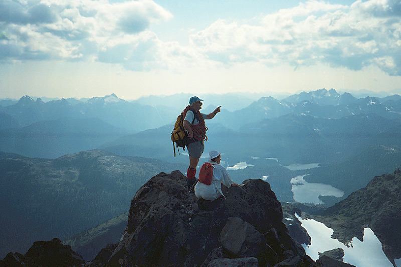 Hikers at the summit of the Golden Hinde, Strathcona Provincial Park, Vancouver Island, British Columbia
